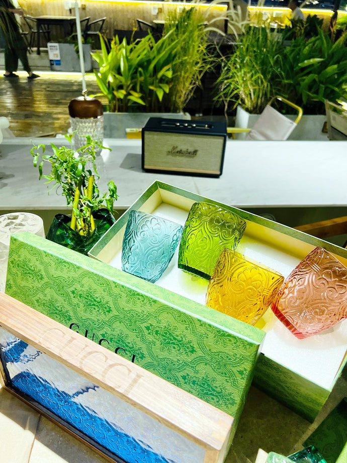 GUCCI GLASS AND TRAY SET